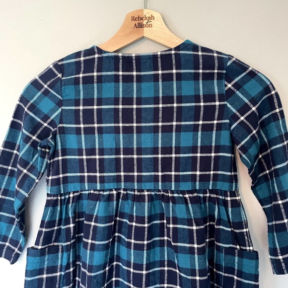 NWT Hanna Andersson Blue/Green Plaid Long Sleeve Dress SZ 5 - Picture 11 of 15